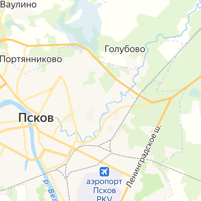 Маршрут автобуса 14 на карте Пскова